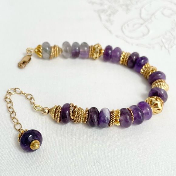 Amethyst and Gold Vermeil bracelet - Picture 6 of 6